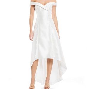 calvin klein off the shoulder white dress